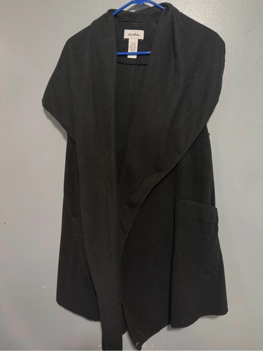 Moda Black Draped Open-Front Vest with Pockets